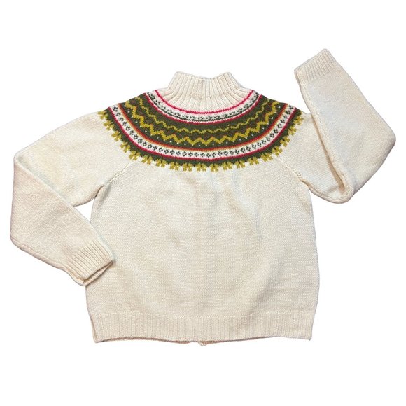 Vtg Handmade Icelandic Fair Isle Knit Wool Button Cardigan Sweater Womens Sz S - Picture 2 of 11